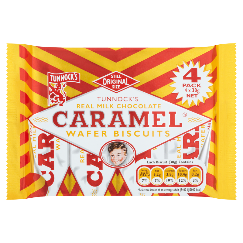 Tunnock's Caramel Wafer Biscuits, 4 x 30g