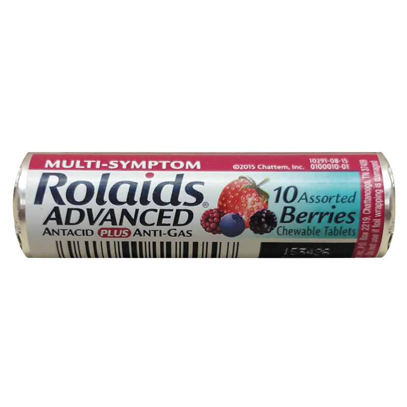 Rolaids Advanced Antacid Plus Anti-Gas Assorted Berries Tablets 10ct