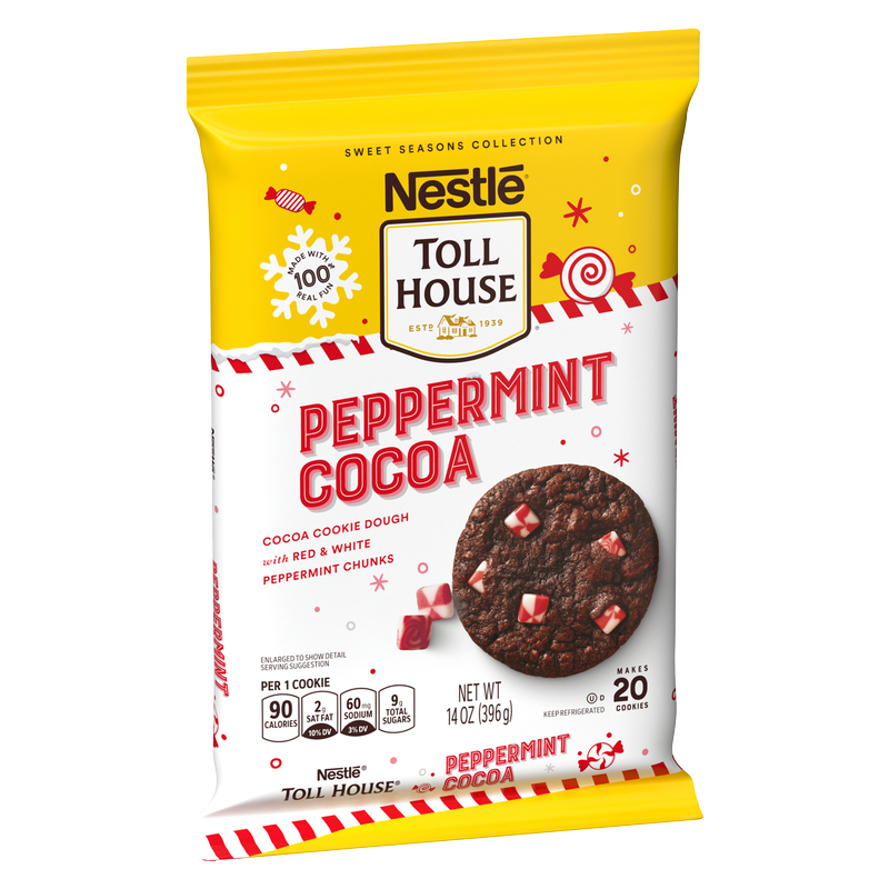 Nestle Toll house Peppermint Cocoa Cookies Ready to Bake Dough 24ct 14oz