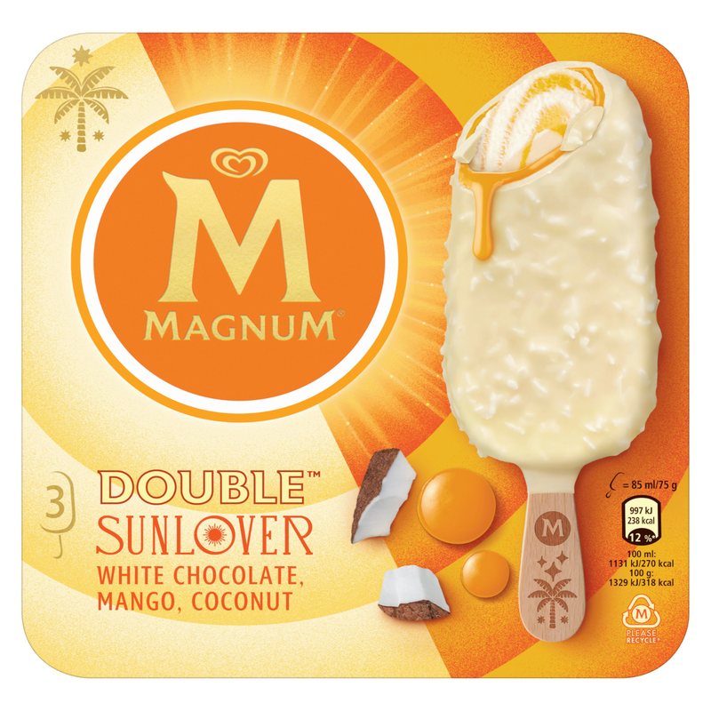 Magnum Sunlover White Chocolate, Coconut & Mango, 3 x 85ml
