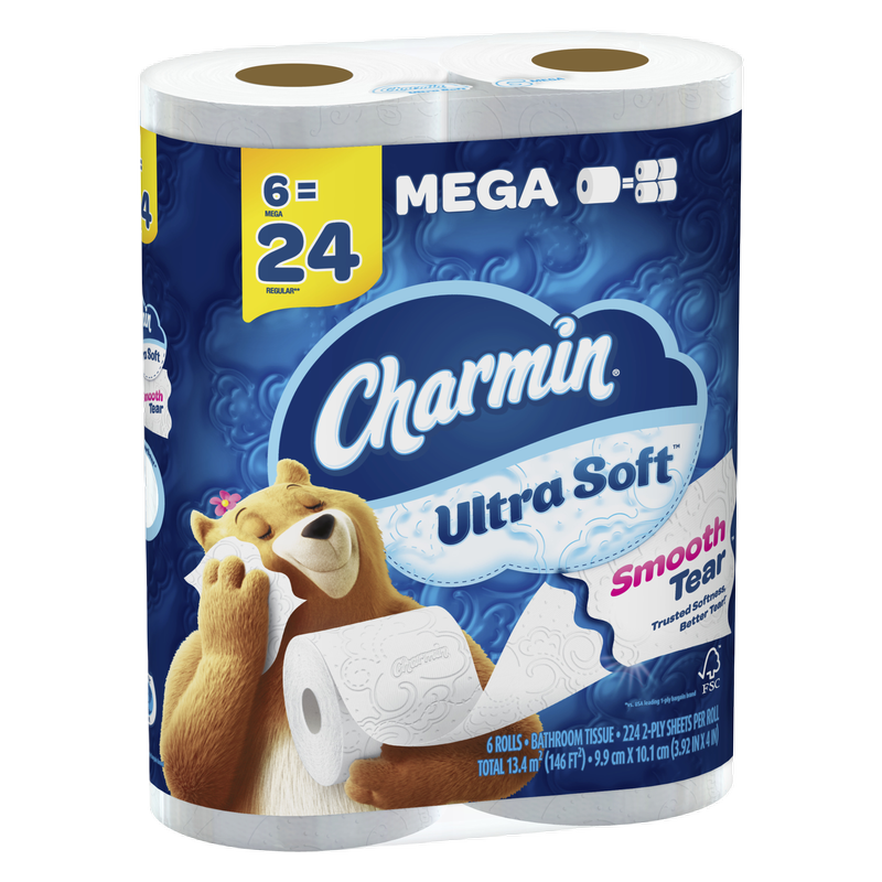 Charmin Ultra Soft Toilet Paper 6 Ct Mega Rolls Home & Office fast