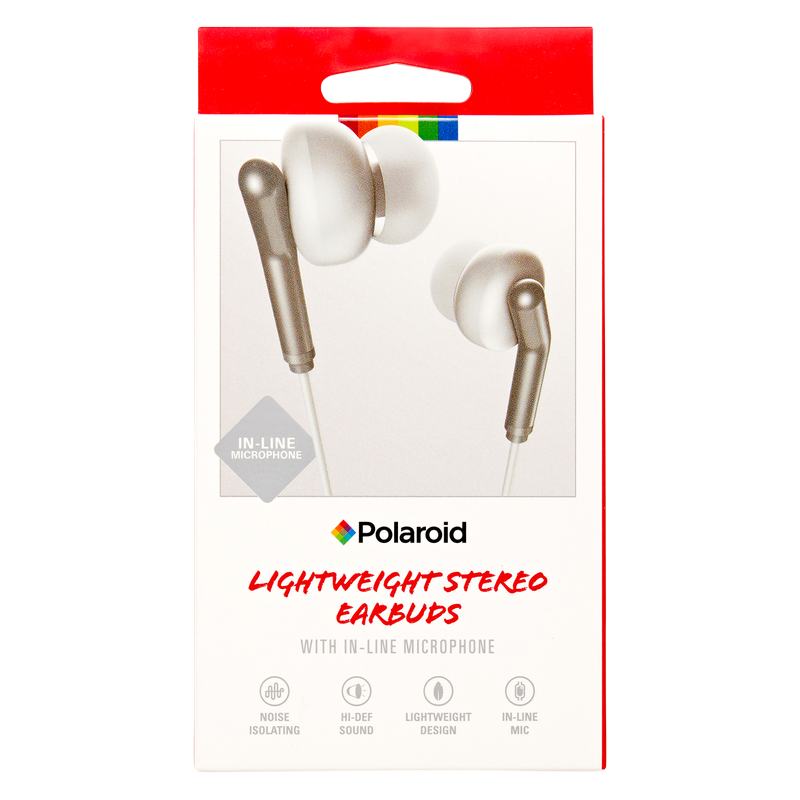 Polaroid Lightweight Stereo Earbuds with In-Line Mic