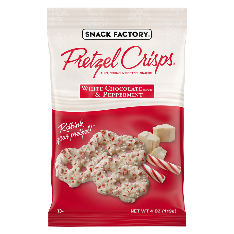 Snack Factory Pretzel Crisps Holiday Peppermint and White Chocolate Covered Pretzels 4oz