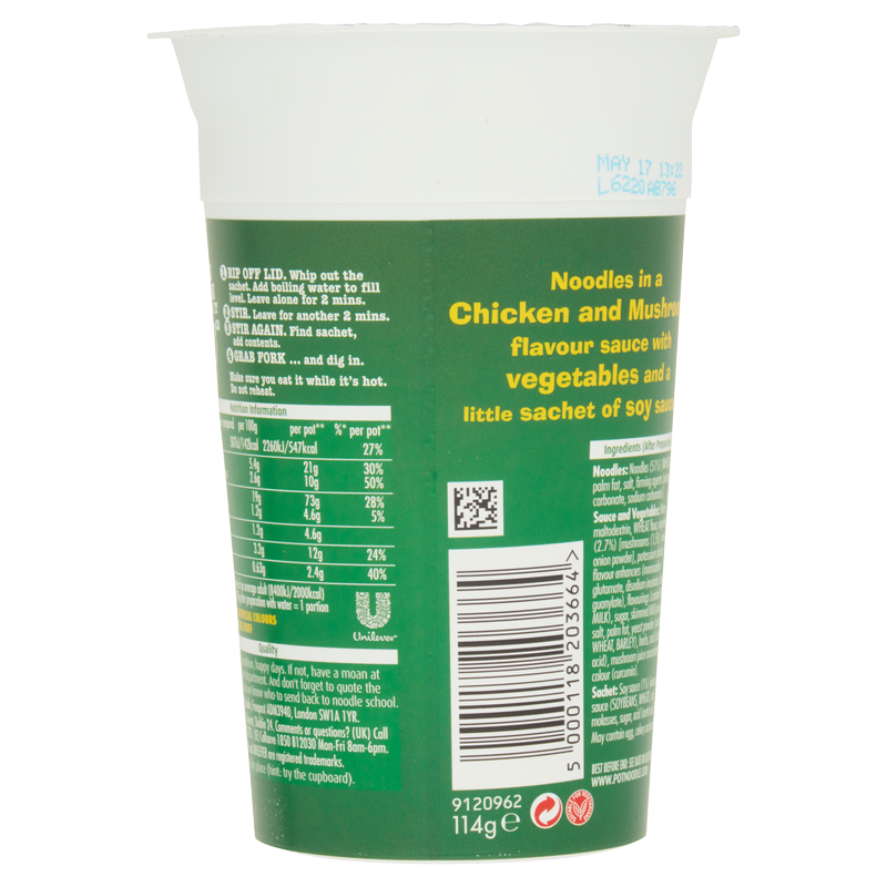 Pot Noodle King Chicken & Mushroom, 114g Food Cupboard fast delivery
