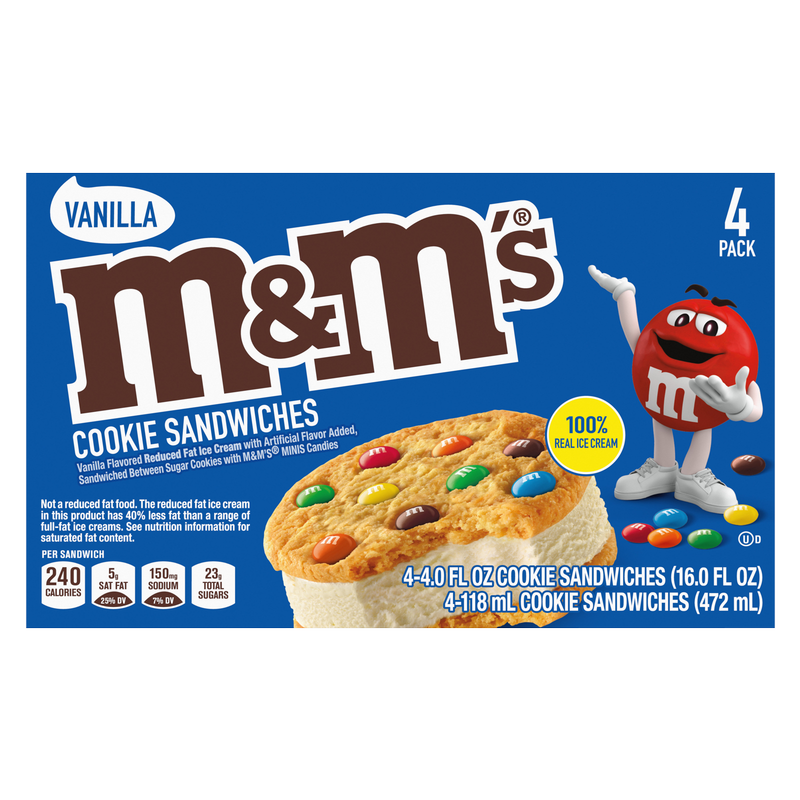 M&M's Chocolate Ice Cream Cookie Sandwiches, 6 ct - Kroger