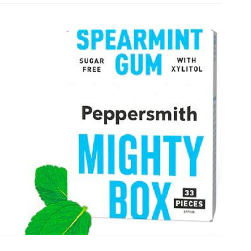 Peppersmith Mighty Box Spearmint Sugar Free Chewing Gum, 50g