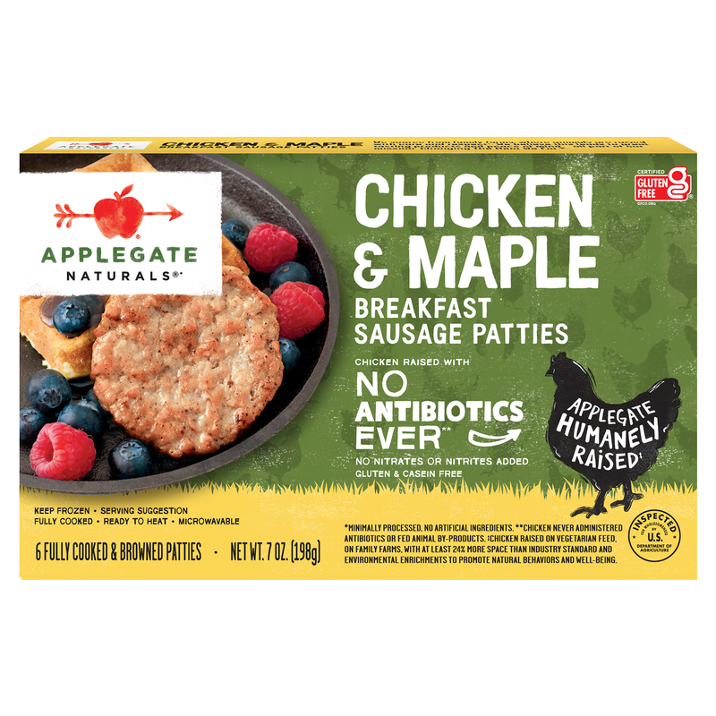 Applegate Natural Chicken & Maple Breakfast Frozen Sausage Patties 7oz