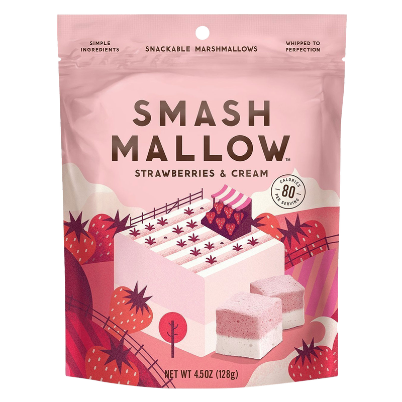 Smashmallow Strawberries & Cream Marshmallows 4.5oz