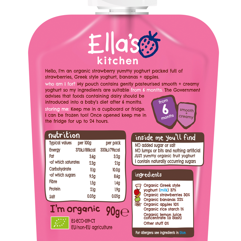 Ella's Kitchen Organic Strawberry Yoghurt 6m+, 90g