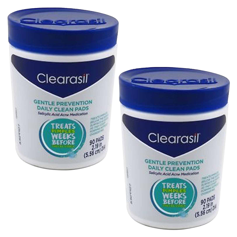 2 Clearasil Gentle Prevention Daily Clean Pads 90 ct