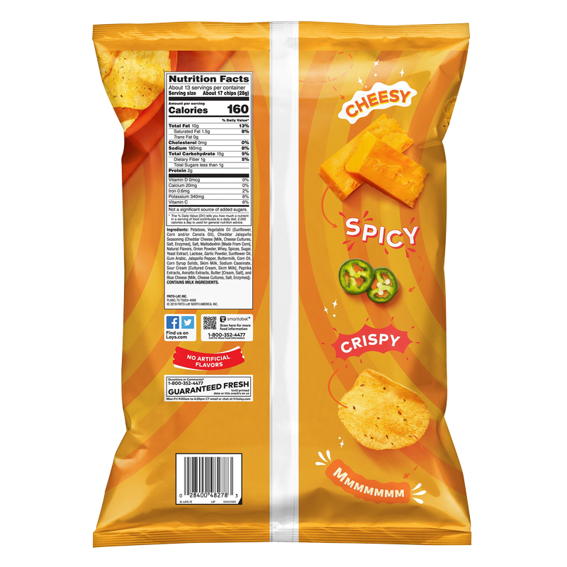 Lay's Cheddar Jalapeno Potato Chips 12.5oz Snacks fast delivery by