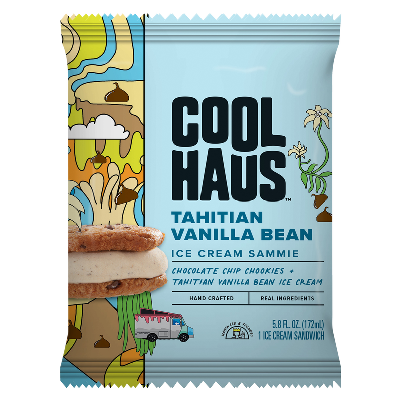 Coolhaus Tahitian Vanilla Bean with Chocolate Chip Cookie Ice Cream Sandwich 5.8oz