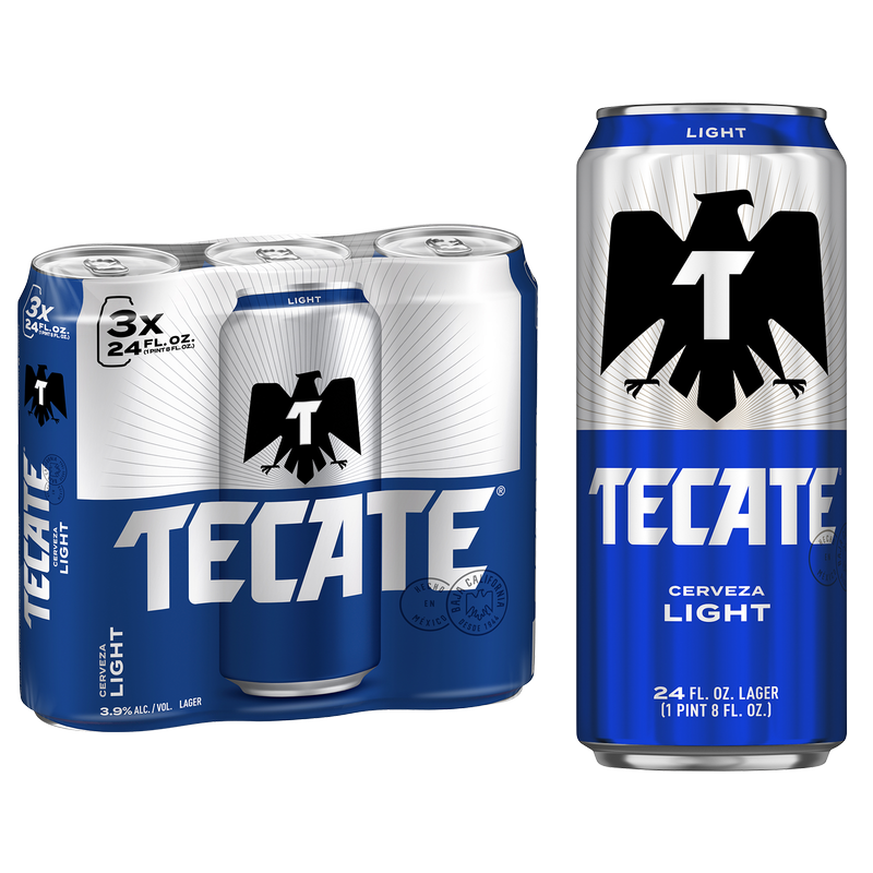Tecate Light Lager 3pk 24oz Can