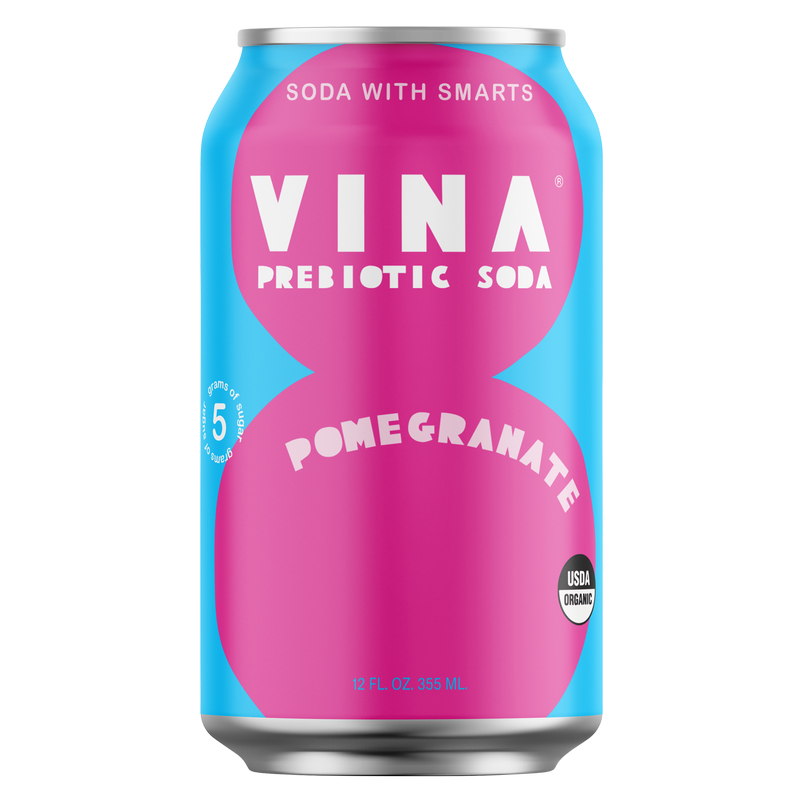 Vina Prebiotic Soda Pomegranate 12oz can