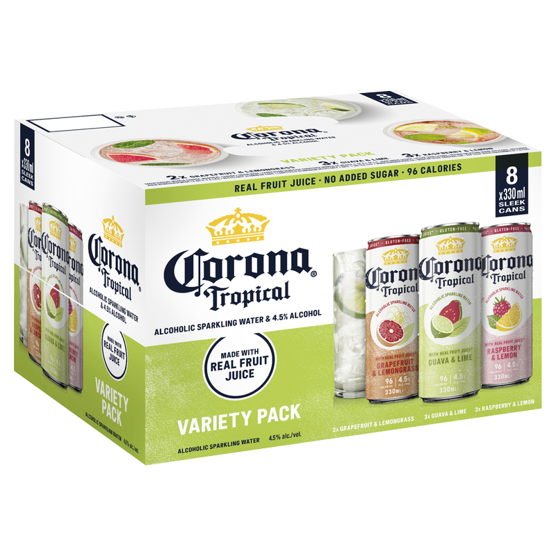 Corona Tropical Mixed Pack Alcoholic Sparkling Water, 8 x 330ml