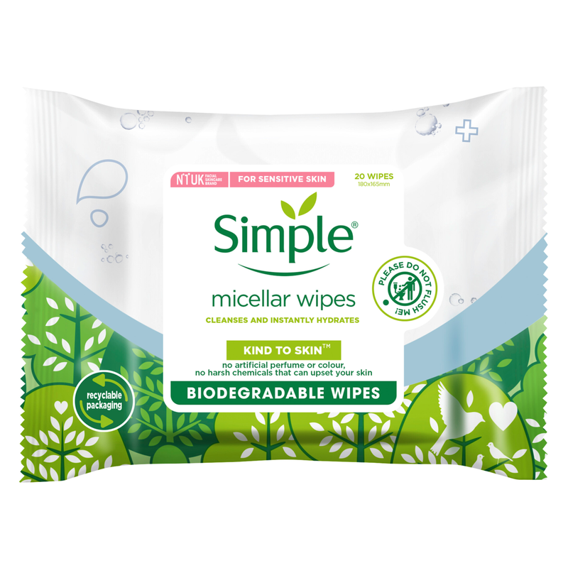 Simple Micellar Cleansing Wipes, 20pcs