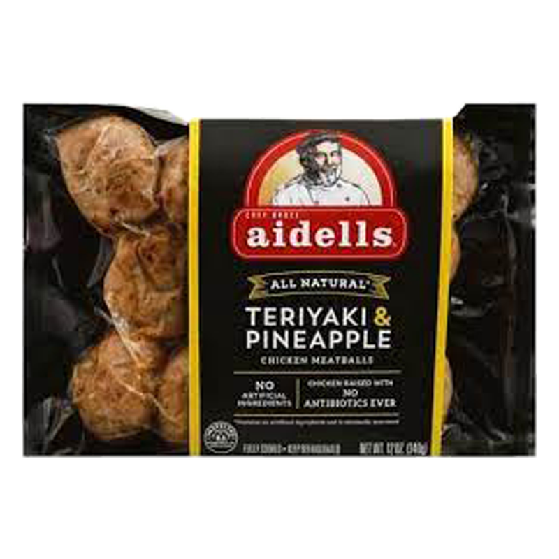 Aidells All Natural Fully Cooked Teriyaki & Pineapple Chicken Meatballs - 12oz