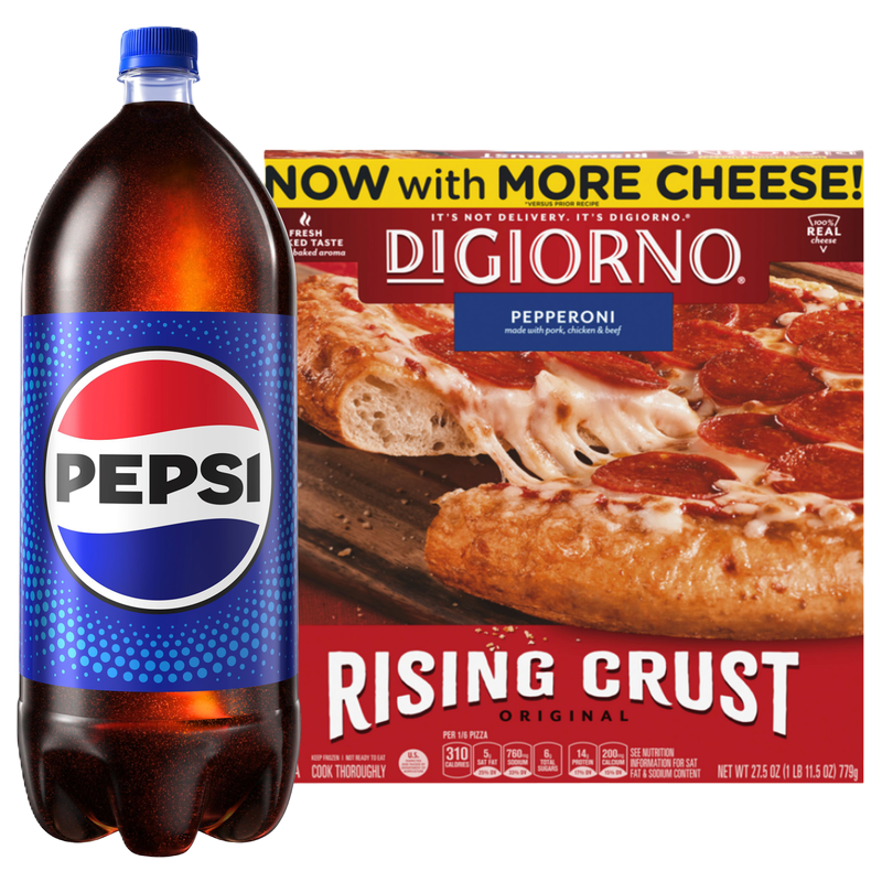 DiGiorno Frozen Rising Crust Pepperoni Pizza 12in 27.5oz & Pepsi 2L Btl