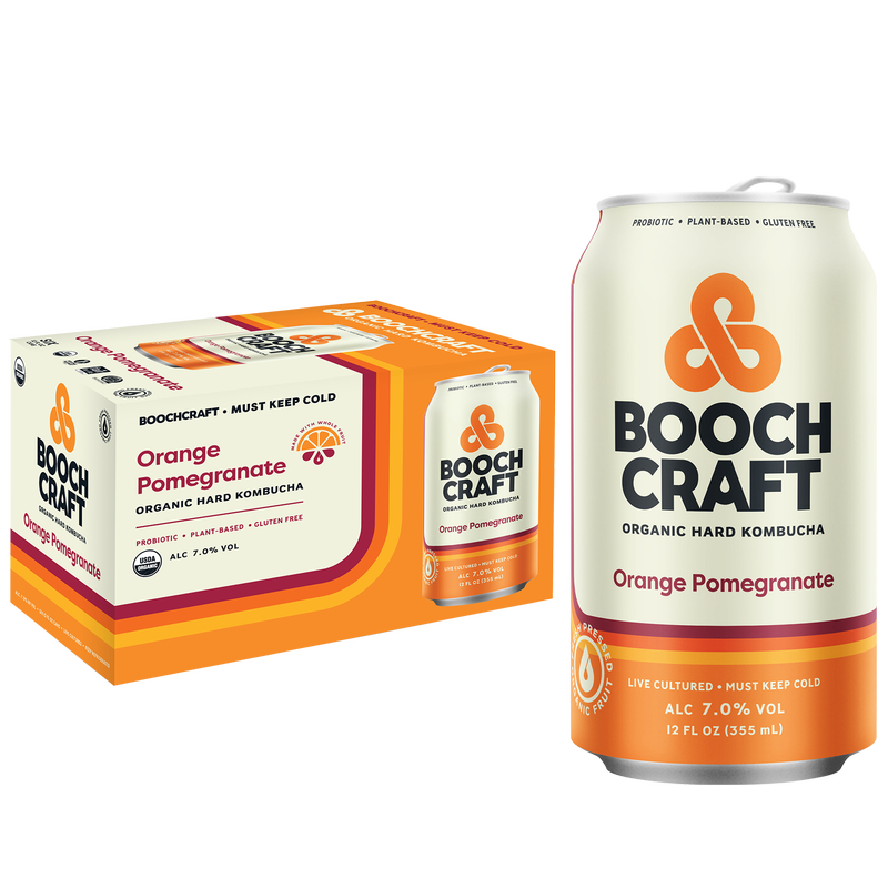 Boochcraft Orange Pomegranate Hard Kombucha 6pk 12oz Can 7.0% ABV