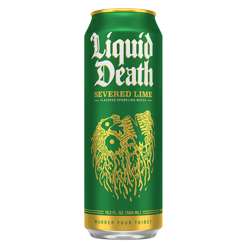 Liquid Death Sparkling Water Severed Lime 19.2oz King Size Can