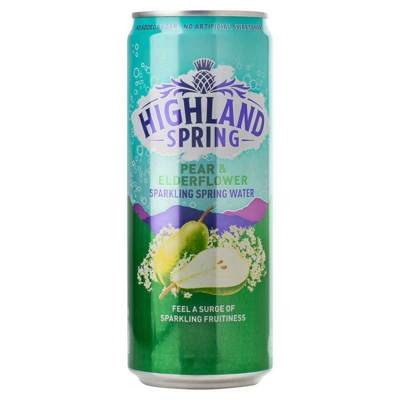 Highland Spring Sparkling Water Pear & Elderflower, 330ml