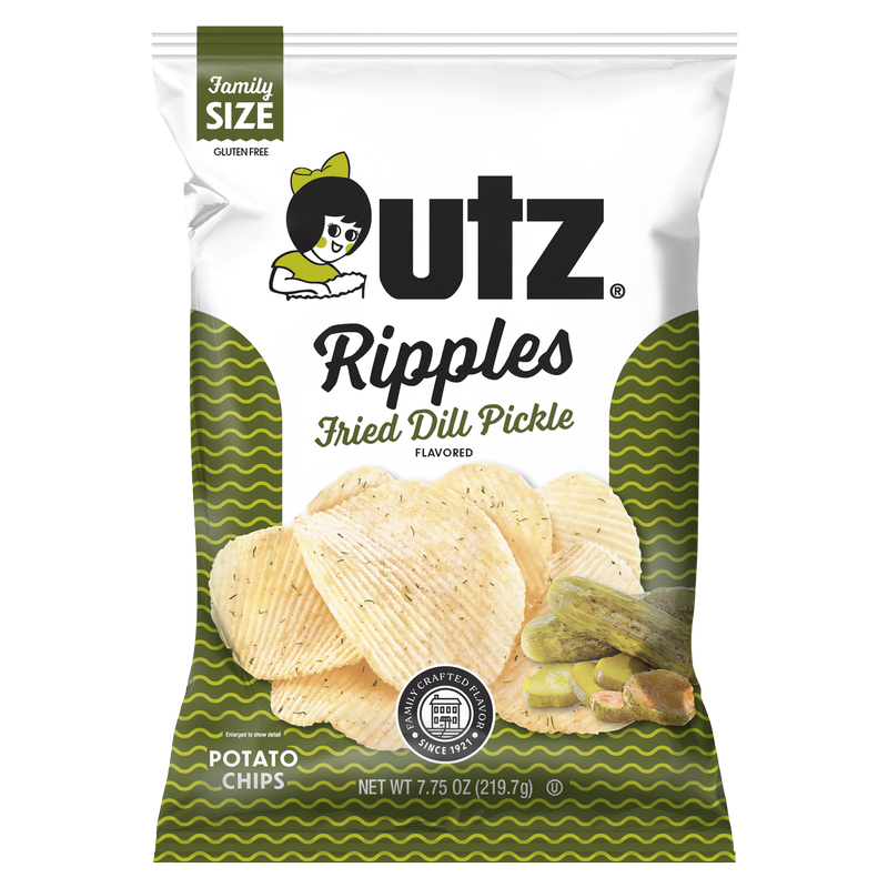 Utz Potato Chips Ripples Fried Dill Pickle 7.75 oz