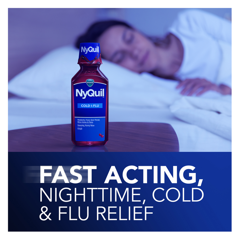 Vicks NyQuil Cold & Flu Nighttime Relief Cherry Liquid 12oz