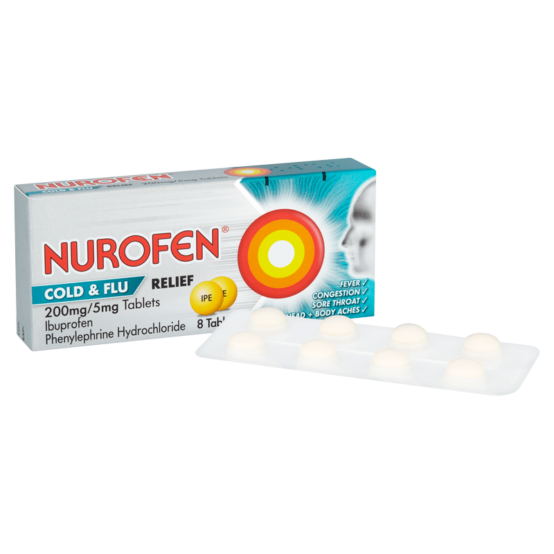 Nurofen Cold & Flu Relief 200mg Tablets, 8pcs