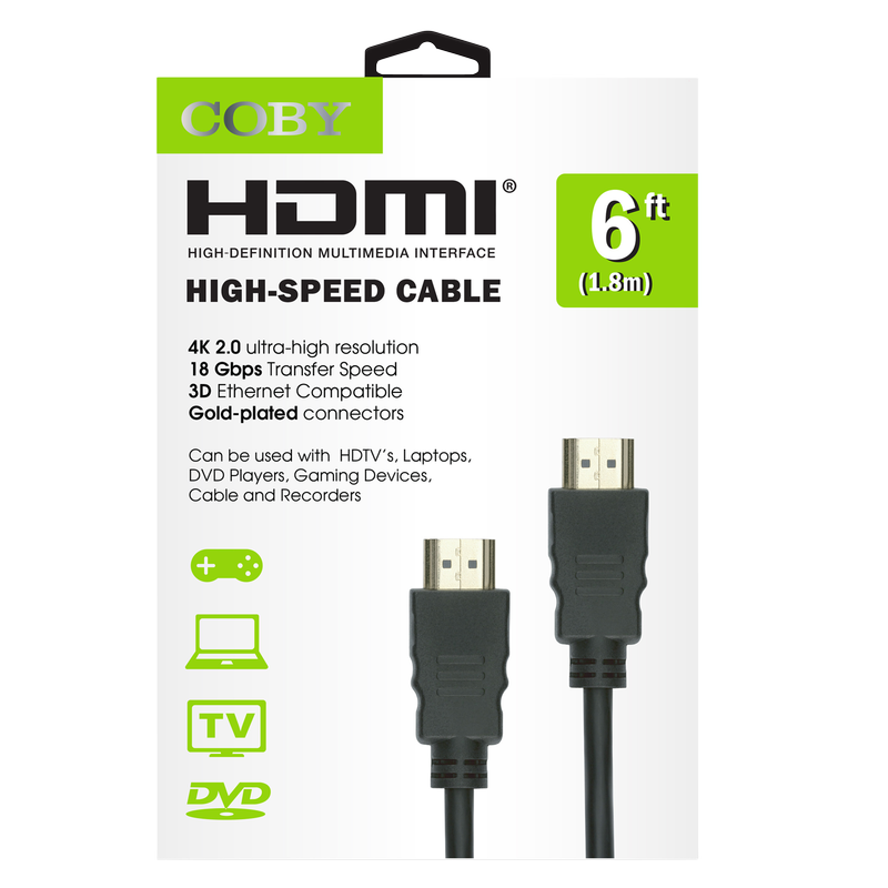 Coby HDMI High-Speed Cable 6ft