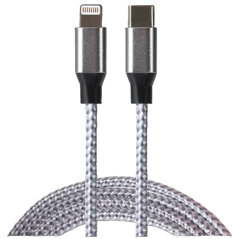 Maplin iPhone Lightning to USB-C Fast Charge Cable Silver 1m, 1pcs