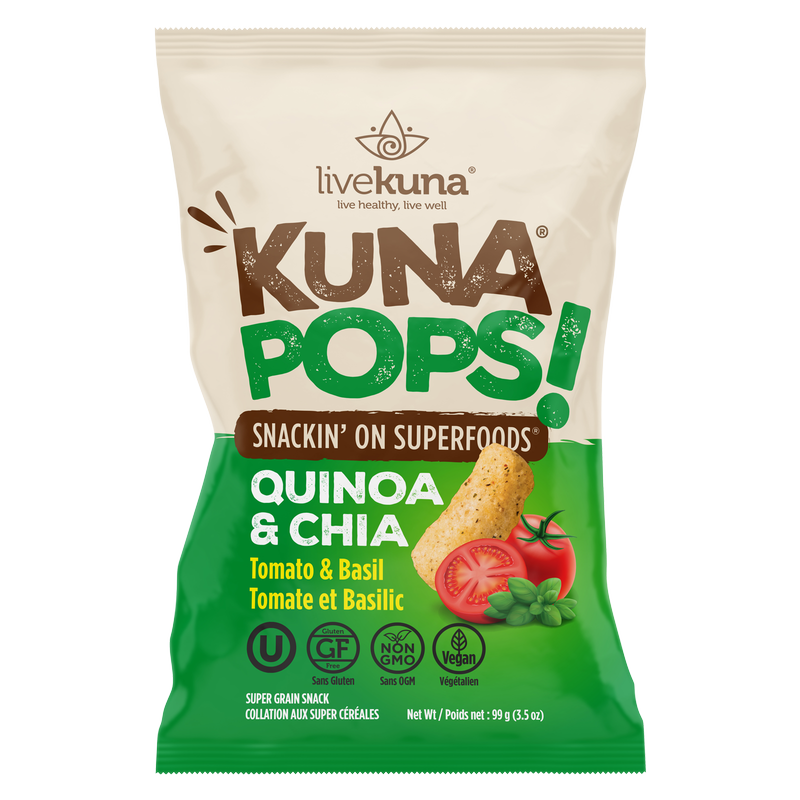 Kuna Pops Tomato & Basil Quinoa & Chia Puffs 3.5oz Bag