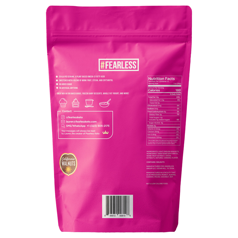 Fearless Keto Caramel Crunch Candied Walnuts 8oz Snacks fast delivery by App or Online