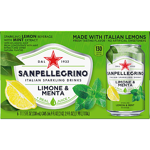 San Pellegrino Lemon Mint Sparkling Water 6pk 12oz Can