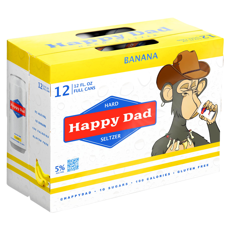 Happy Dad Hard Seltzer Bored Ape Banana 12pk 12oz Can 5.0% ABV ...
