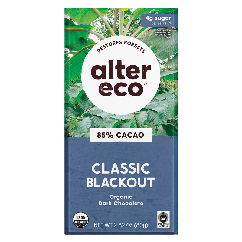 Alter Eco Classic Blackout 85% Cacao Dark Chocolate Bar 2.8oz