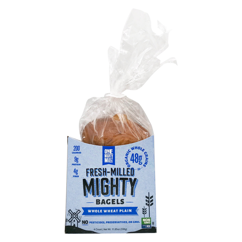 One Mighty Mill Plain Whole Wheat Bagels 4ct