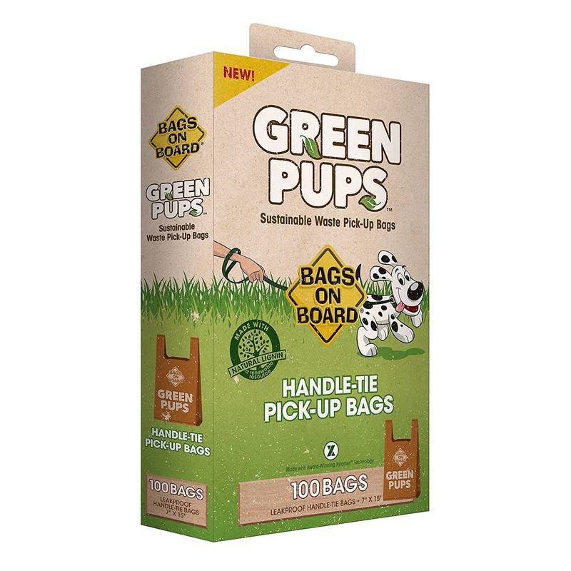 Green Pups Waste Pick-up Handle Tie Bags 100ct