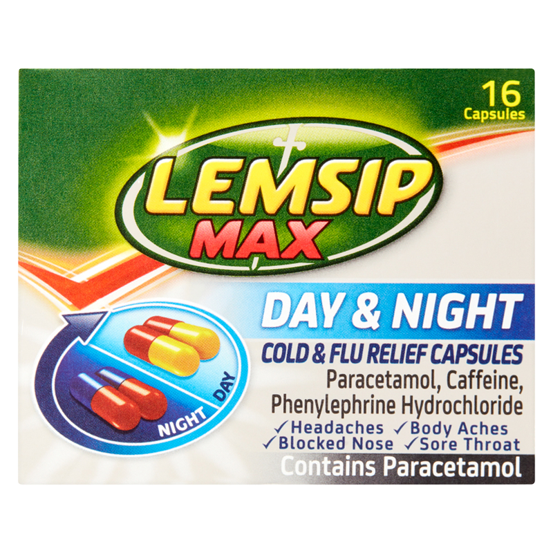 Lemsip Max Day & Night Cold & Flu Relief Capsules, 16pcs