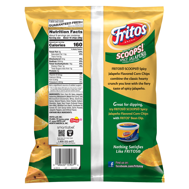 Fritos Scoops Jalapeno 9.25oz Snacks fast delivery by App or Online