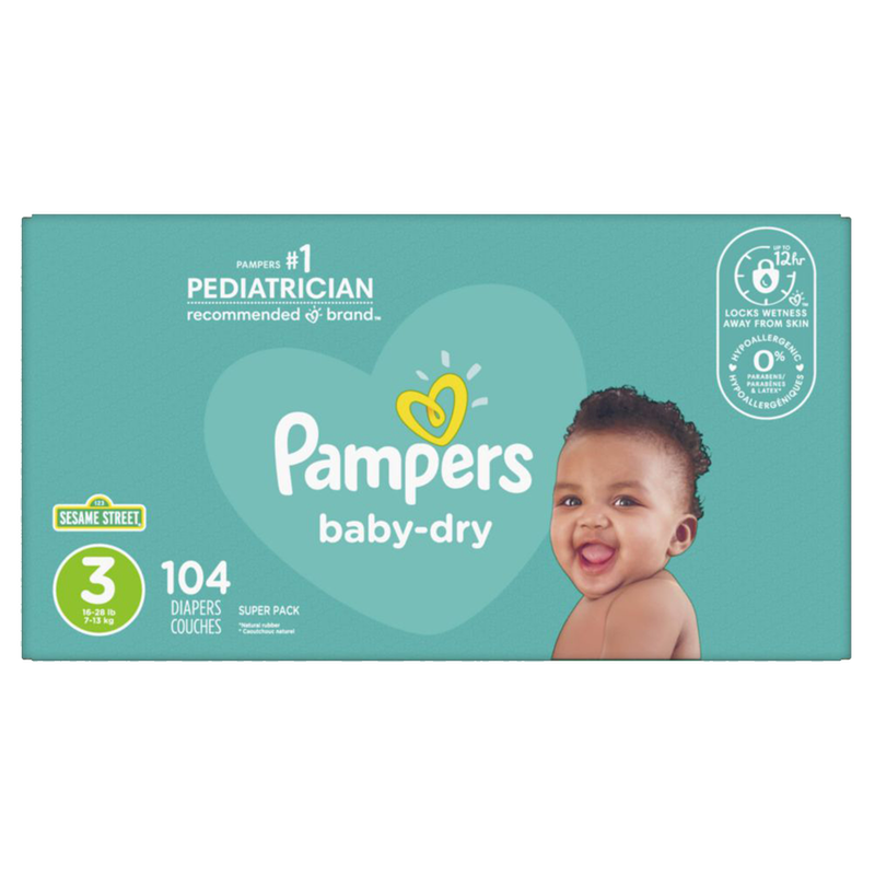 Pampers Baby-Dry Diapers Size 3 104ct