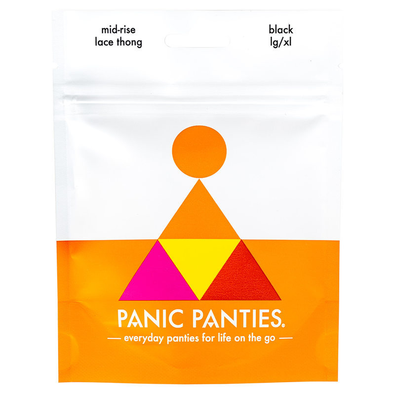 Panic Panties Underwear L/XL Black Lace Thong