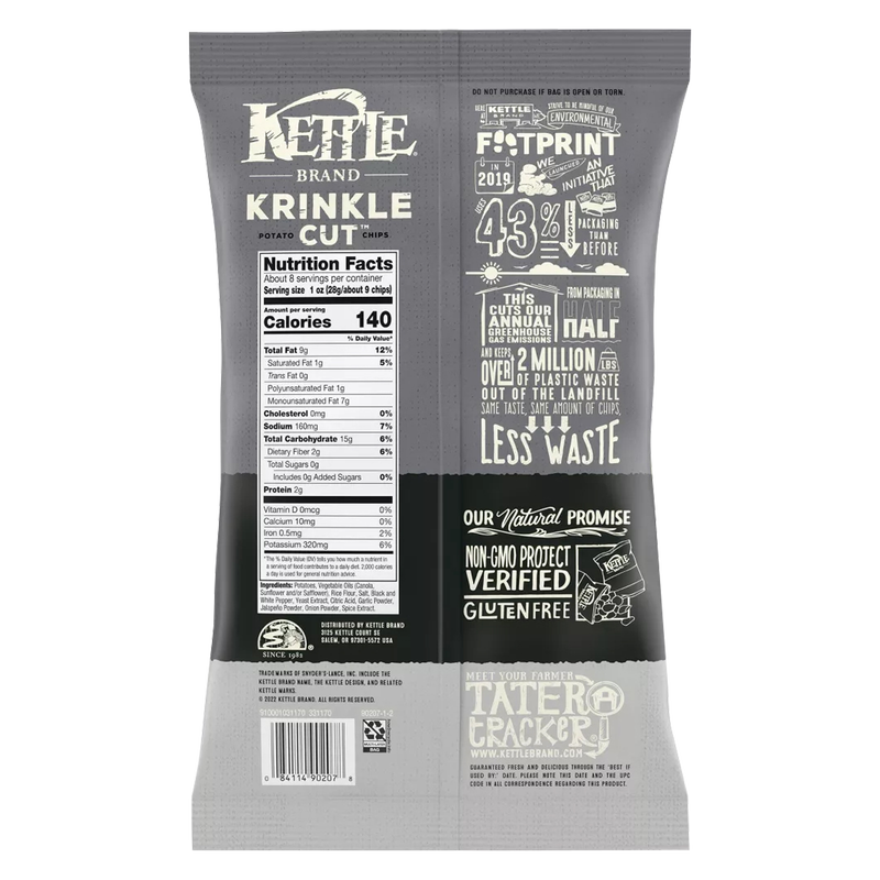 Kettle Brand Krinkle Cut Salt & Pepper Chips 7.5oz Snacks fast delivery by App or Online