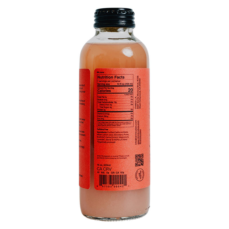 VYBES Strawberry Lavender CBD Drink 14oz Bottle 25mg
