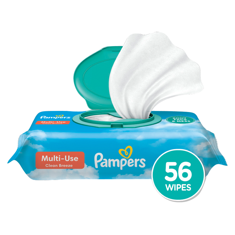 Pampers Baby Wipes Multi-Use Clean Breeze 1X Pop-Top 56ct