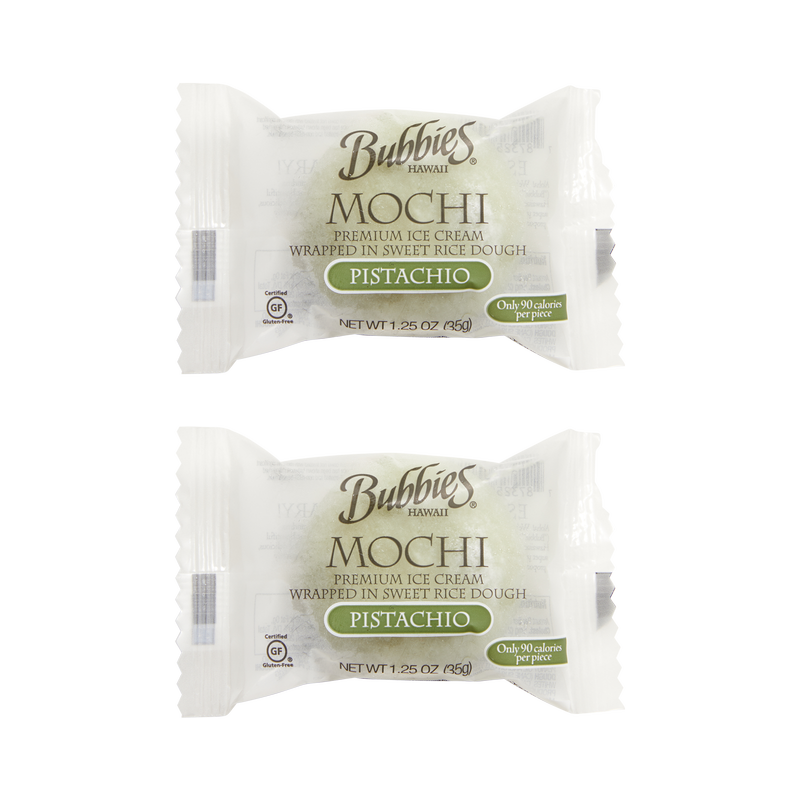 2ct Bubbies Hawaii Pistachio Mochi Ice Cream Individually Wrapped