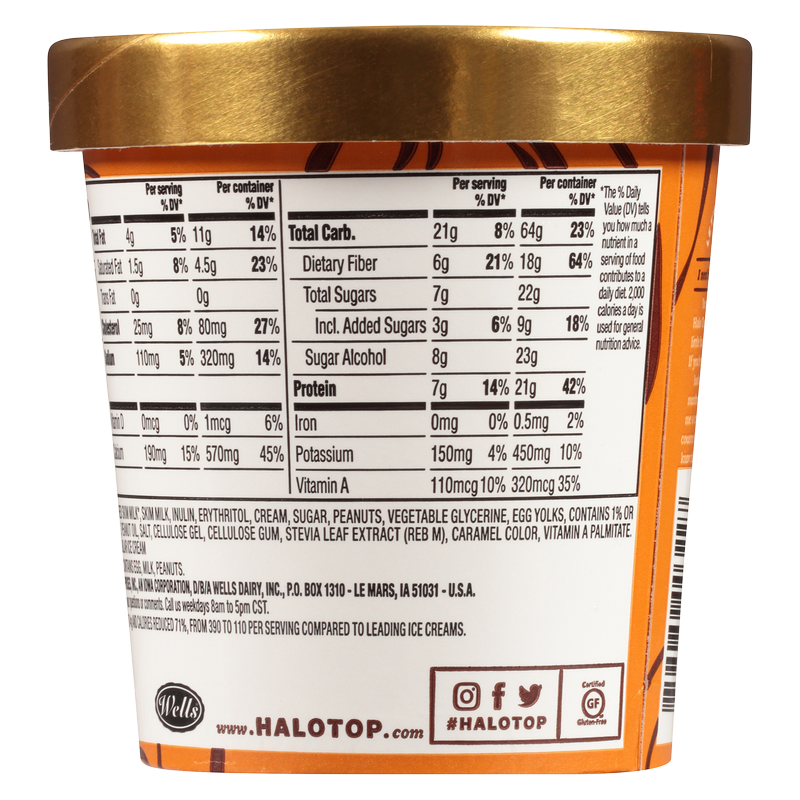 Halo Top Peanut Butter Cup Ice Cream Pint