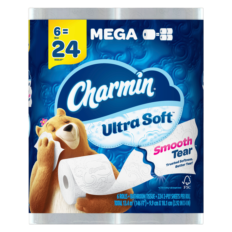 Charmin Ultra Soft Toilet Paper 6 Ct Mega Rolls