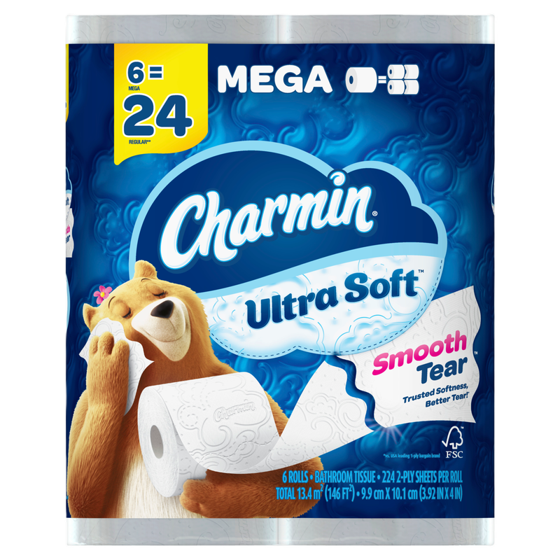 Charmin Ultra Soft Toilet Paper 6 Ct Mega Rolls
