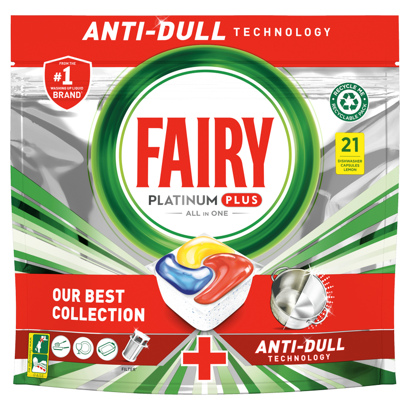 Fairy Platinum Plus Dishwasher Tablets Lemon 21pk, 21s