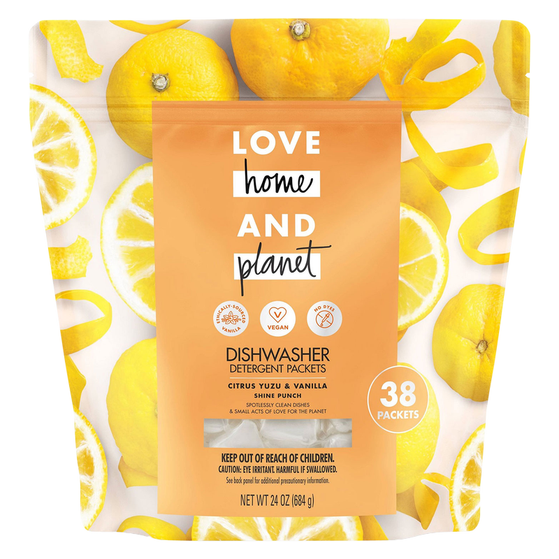 Love Home and Planet Citrus Yuzu & Vanilla Dishwasher Detergent Packets 38ct